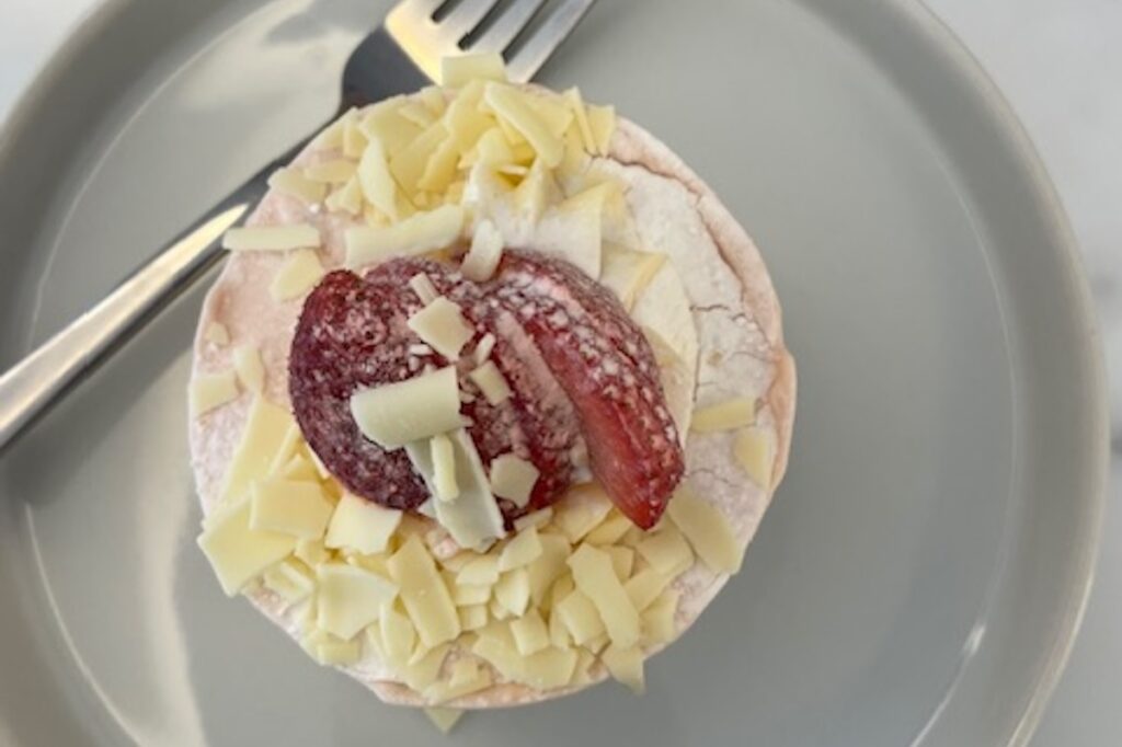 Creamy French dessert with red fruit