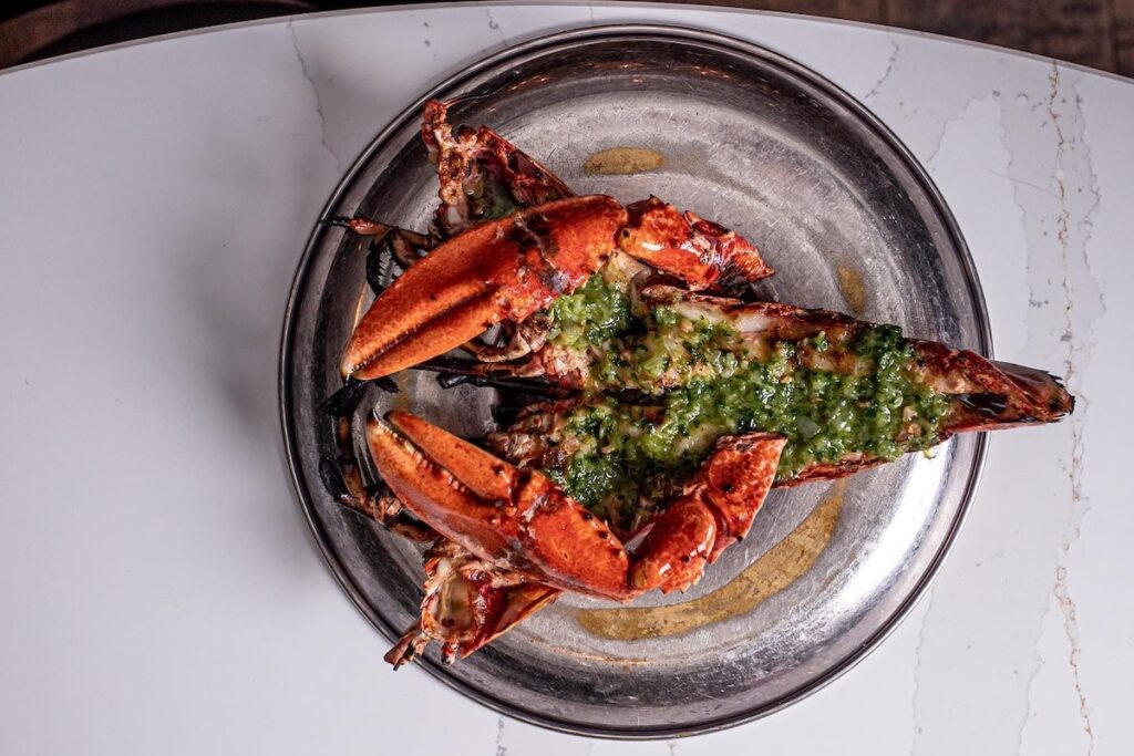 Native lobster cooked over coals